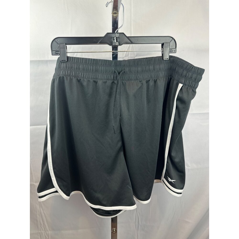 Reebok ID Train Knit Shorts Adult 3X/22-24W Black W/ White Trim Elastic Waist Li